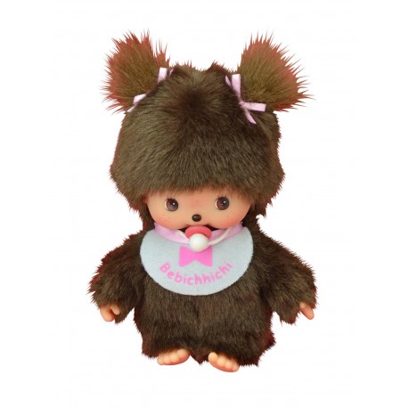 Monchhichi baby - Bebichhichi med pink hagesmæk